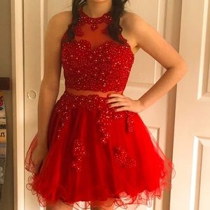 Red homecoming dress.